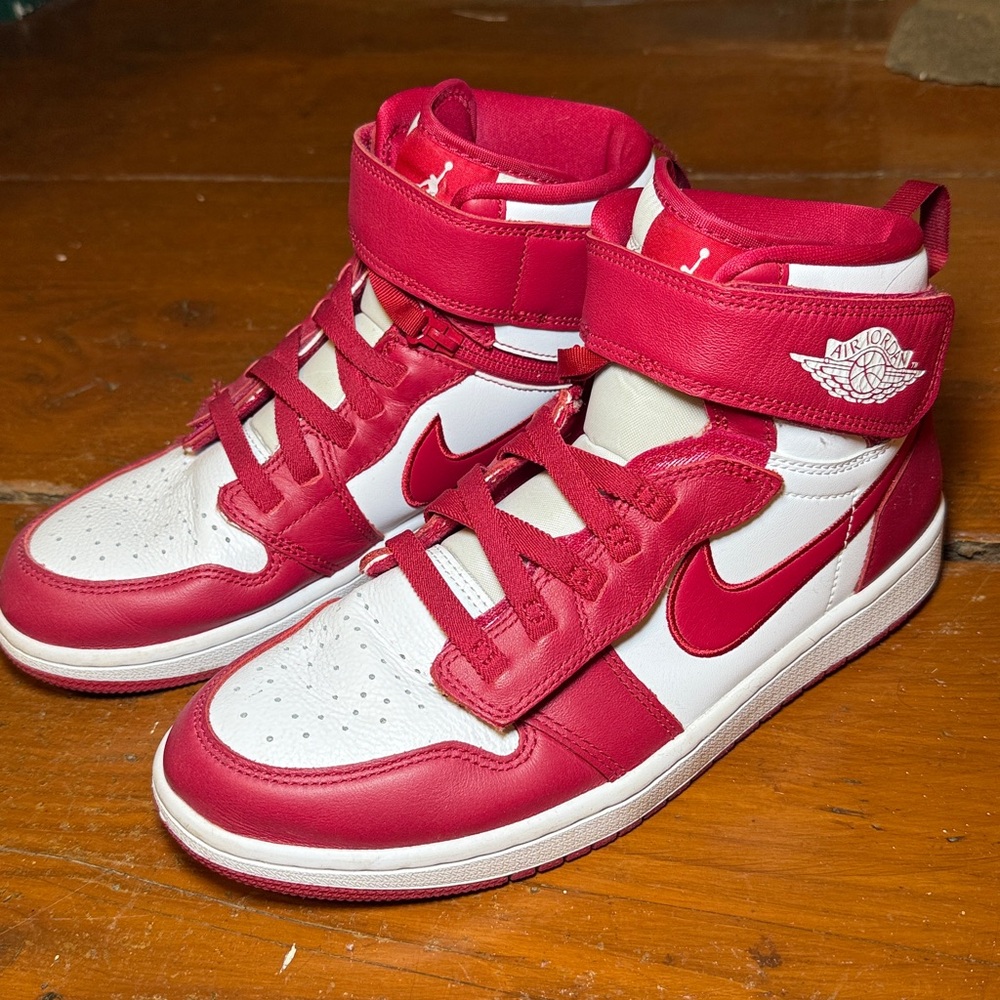Nike Red and White High-Top Sneakers
